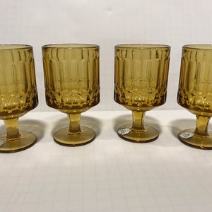 Topaz Independence Sculptural Glass Juice/Wine  Goblet 4pc Set 6oz