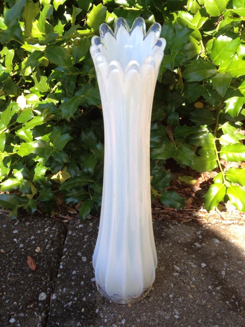 Milk Glass Vase Tree Trunk Opalescent Vintage Etsy
