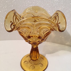 L E Smith Moon & Stars Pedestal/ Small Candy Dish Bowl Vintage Americana