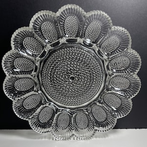 Vintage Egg Dish  15 Deviled Eggs Plate/Dish by Indiana Glass Co