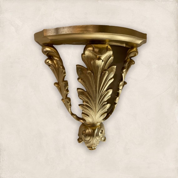 Vintage Hollywood Regency Gold CHUNKY Sconces With Shelf by Syroco