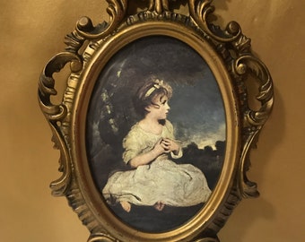 Italian Ornate Framed Print Vintage Small 11&quot;x 7&quot;