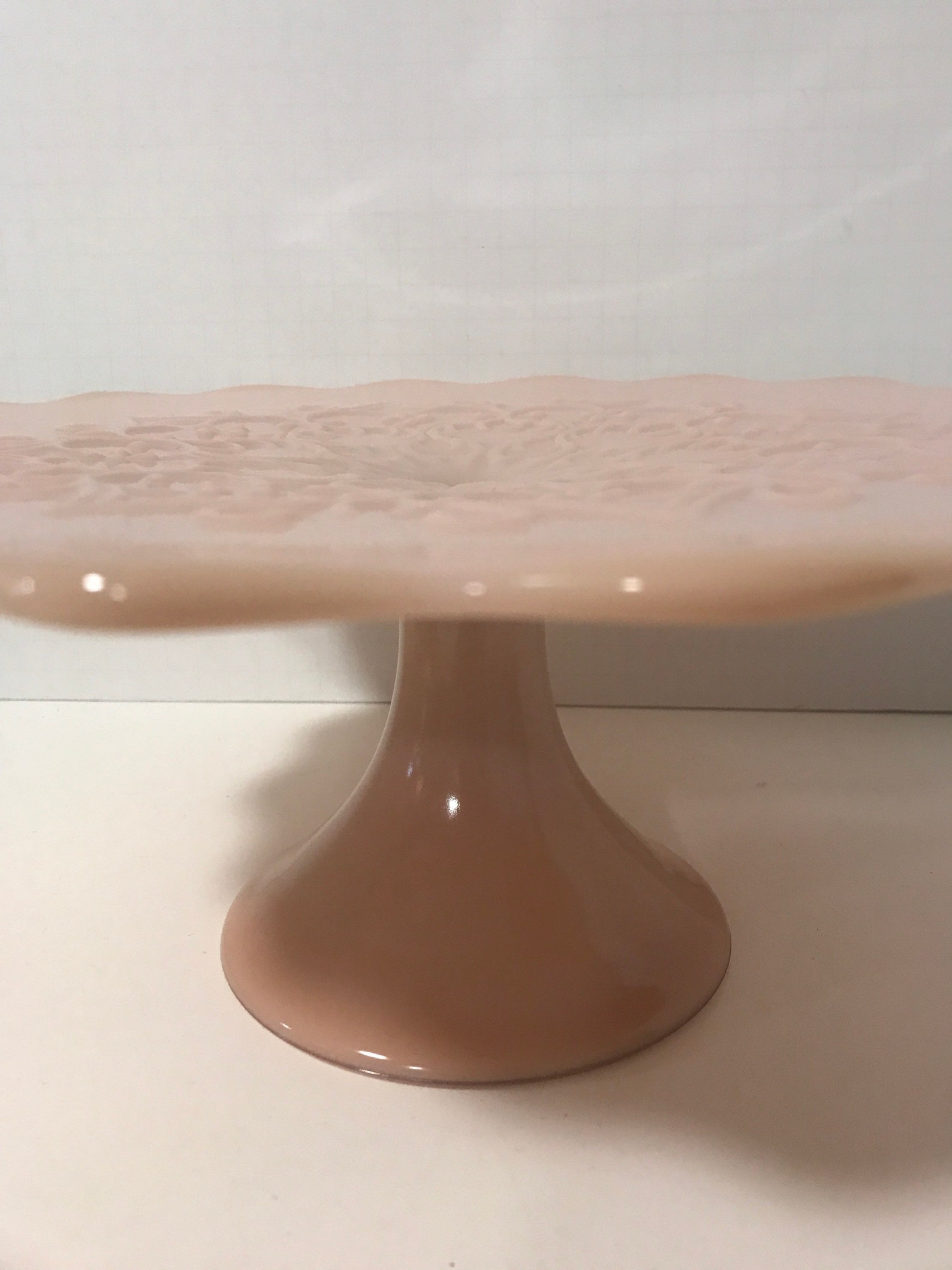 Fenton rosa Milch Glas Kuchen Stehen Spanische Spitze Wave ...
