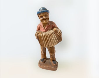 1940s Rare Collectable Old Man with Squeeze Box or Accordion Figurine Americana original