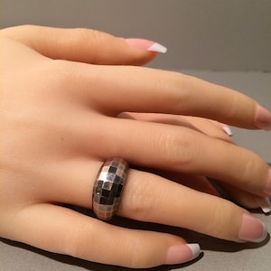 Sterling Silver Ring .925 shimmering prism cut  Domed ON SALE