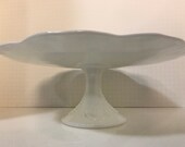 Vintage White Milk Glass Cake Stand Original 1950s Cottage Chic Wedding Home Decor Indiana Glass Co Colony Harvest