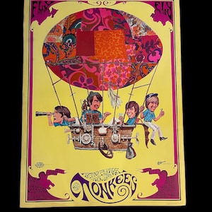 Original Monkees 1967 Sparta Graphics Dave Schiller AOR BG Poster 39”x29 1/4” “Around the Park in Eighty Days”