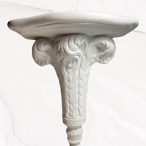 White Chalk Paint Wall sconce with Shelf in Plaster Vintage Elegant Shabby Chic