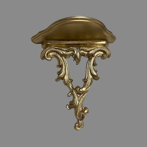 Syroco Vintage Sconce with Shelf Syroco Wood Gold Leaf 1940s Shabby Chic #9656