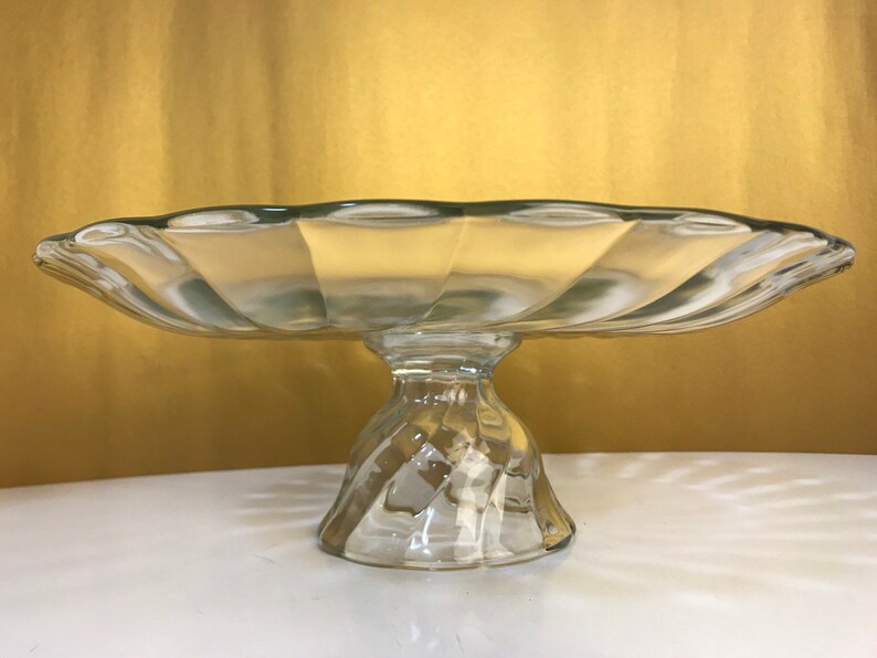 Vintage Clear Glass Swirl Extra Large Cake Stand Etsy