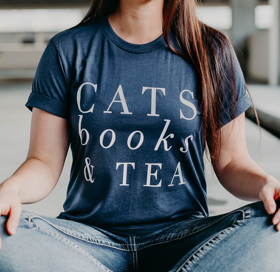 Tea Cat Lover Gift Cat Shirt Book Lover 