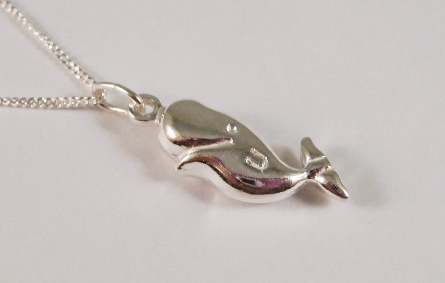 Sterling silver whale necklace whale necklace sperm whale Etsy