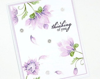 Watercolor Thinking Of You Card, Words of Encouragement Greeting Card, Sympathy Card, Just Because Card, Handmade Card, Blank Card