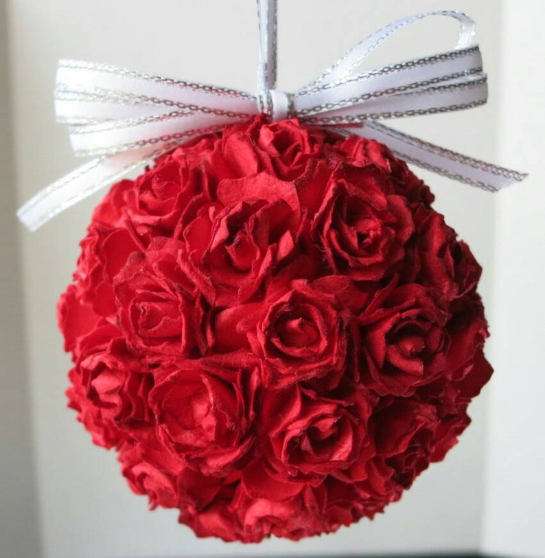 Red Rose Floral Ornament Christmas Ornament Tree Ornament Etsy