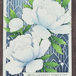 Carte de sympathie florale en bleu et blanc