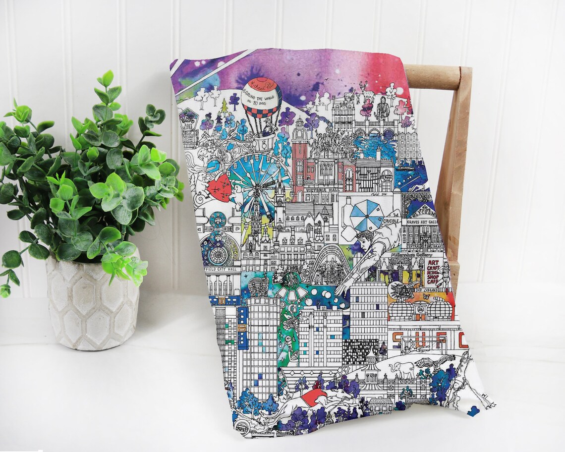 Sheffield Skyline Tea Towel Sheffield Gift New Home Etsy