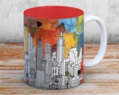 New York City Mug - NYC Gift - New York Coffee Mug - Watercolour Skyline