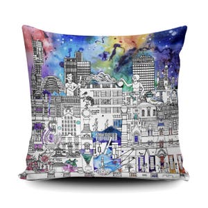 Manchester Skyline Cushion Manchester Cityscape Pillow Etsy