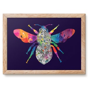 Manchester Worker Bee Print - Manchester Bee Art - Manchester Bee Gift - Manchester valentines Gift - Bee Wall Art - Home Decor
