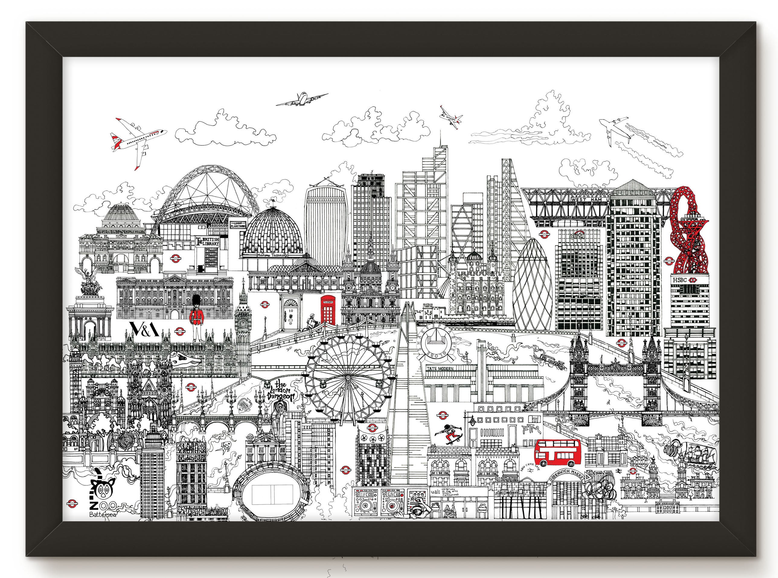 London Skyline Black and White Print London Cityscape Wall | Etsy