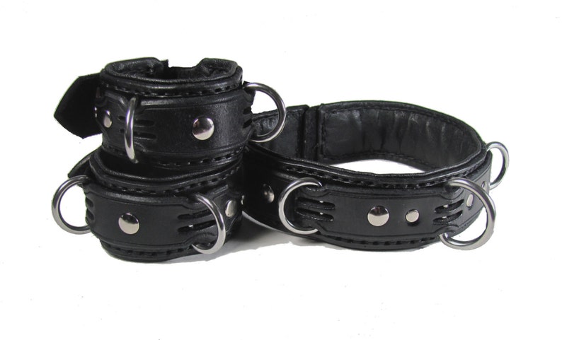 Leather Cuffs Slave Collar D Rings