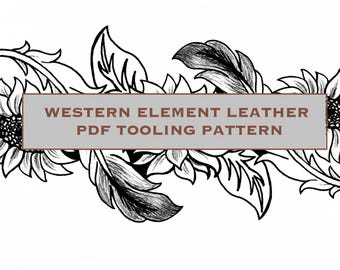 Floral Sonnenblumen und Federn PDF Printable Leather Tooling Pattern