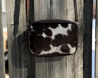 Crossbody Cowhide Bag Purse - Western Leather Zipper Bag