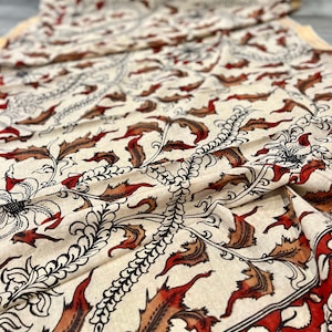 Hand painted Managalgiri Cotton Pen Kalamkari Dupatta | Handmade scarf | Natural Colors | SilkSaga