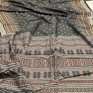 Handloom Ikat cotton saree | Black and brown| Orissa sambhal puri Ikat | SilkSaga