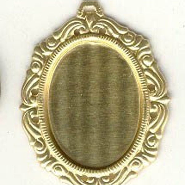 Gold Plated Pendant Setting for Cameo Cabochon Findings 40x30mm Findings Supply crafting or 25x18mm