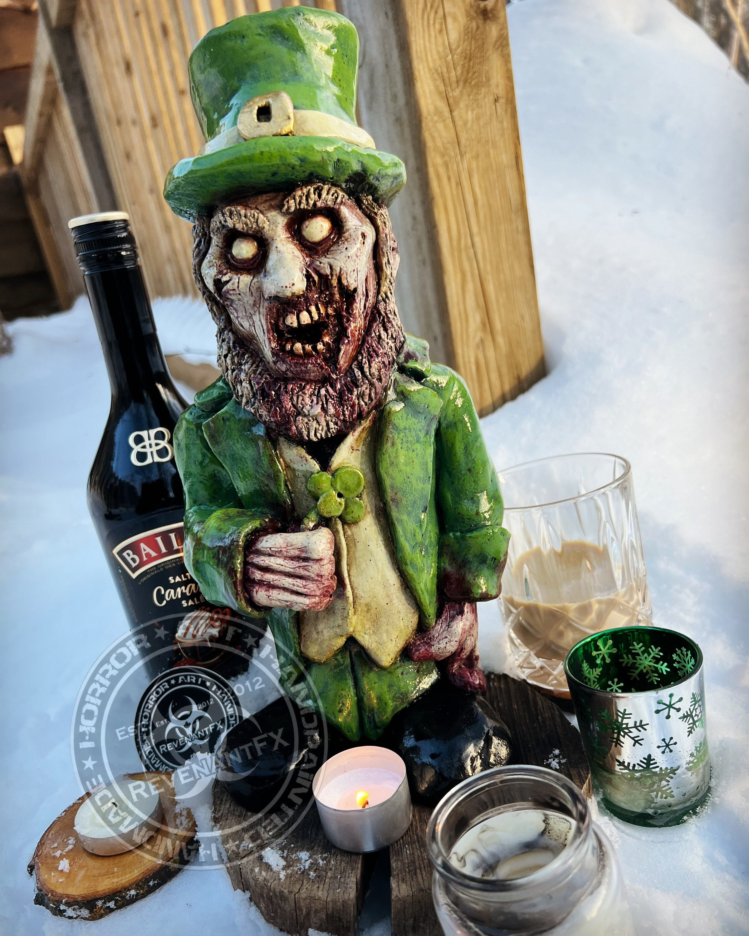 Leprecadaver Leprechaun Irish Cream Zombie Gnome Statue by