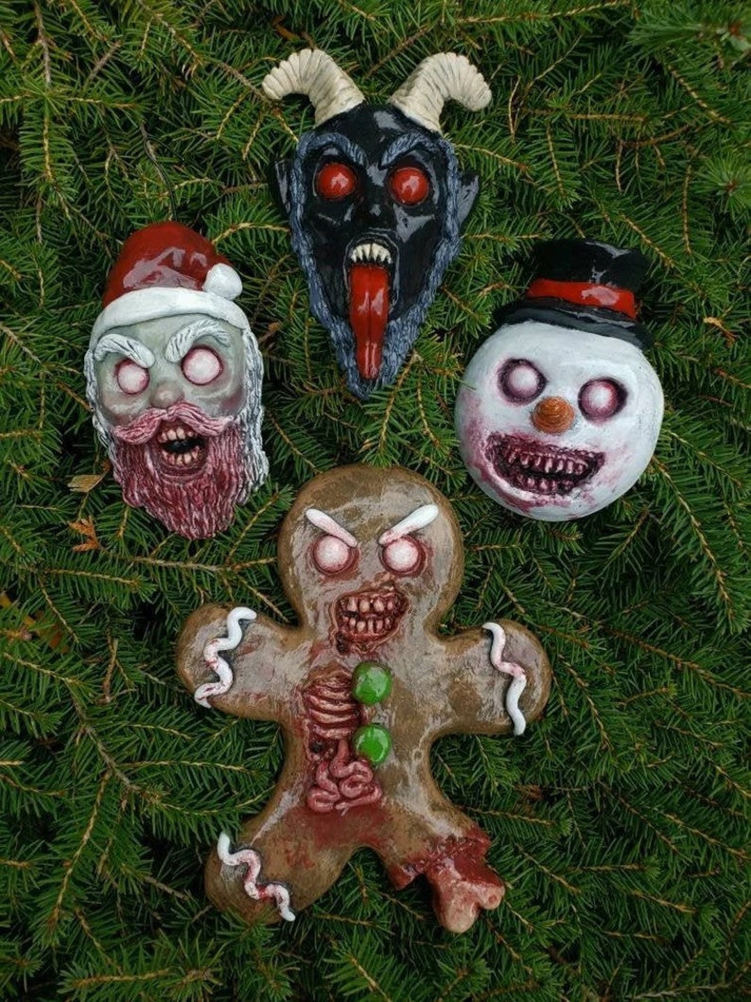 Demonic Decorations: Creepy Christmas Nightmare Evil Ornament Set 