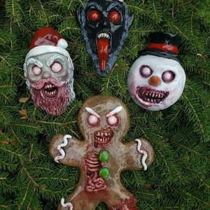 Demonic Decorations: Creepy Christmas Nightmare Evil Ornament set