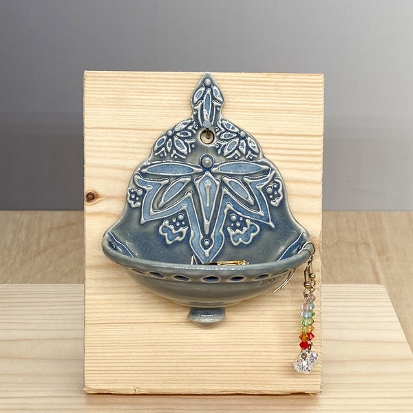 Ceramic Earring Holder - Wall Mount - Jewelry Organizer - Dragonfly Design - Slip Trailed Pottery