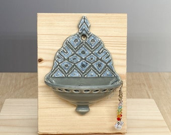 Ceramic Earring Holder - Wall Mount - Jewelry Organizer - Moroccan Decor - Slip Trailed Pottery
