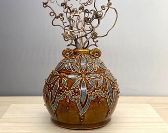 Floral Pottery Vase Etsy