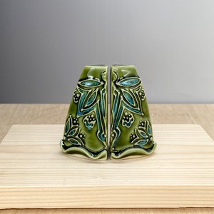 Stoneware Salt and Pepper Shaker Set Dragonfly Design Slip Trailed Pottery image 1