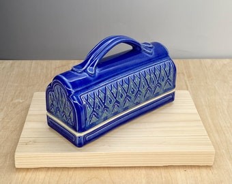 Handmade Ceramic Butter Dish - Ceramic Tableware - Moroccan Decor - Slip Trailed Pottery