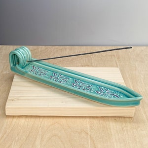 Ceramic Incense Burner Incense Stick Holder Butterfly Design Slip Trailed Pottery image 1