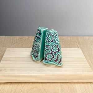 Stoneware Salt and Pepper Shaker Set Art Nouveau Slip Trailed Pottery image 5