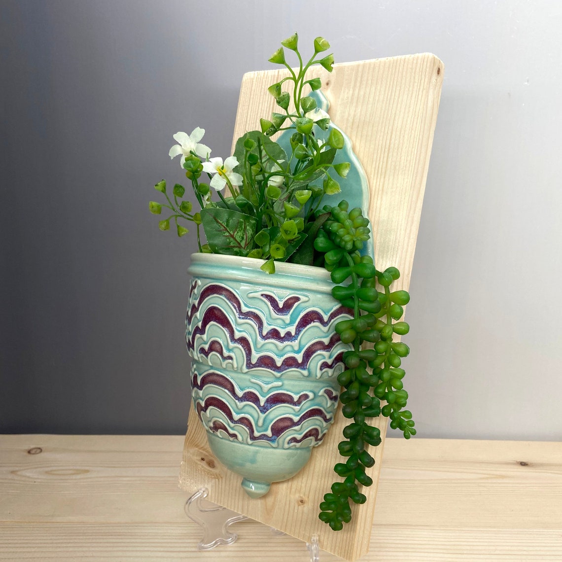 Large Ceramic Wall Pocket Planter Hanging Planter Art Etsy