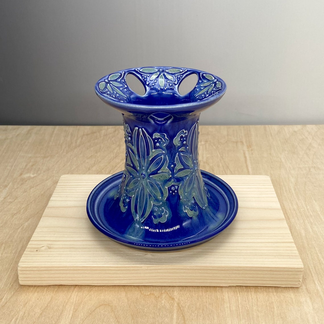 Ceramic Toothbrush Holder Pen Holder Floral Design Slip Etsy