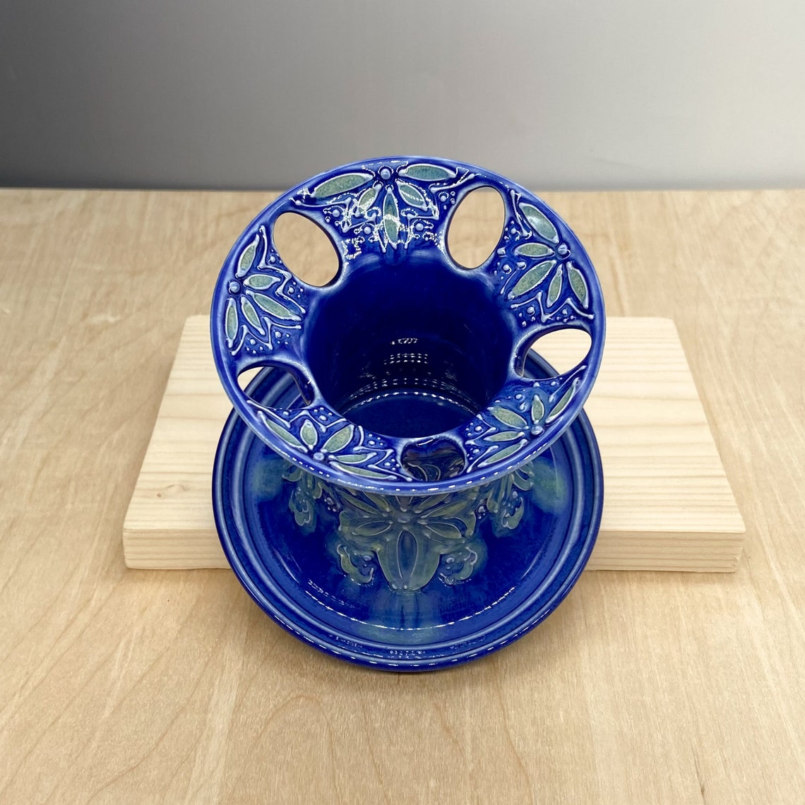 Ceramic Toothbrush Holder Pen Holder Floral Design Slip Etsy