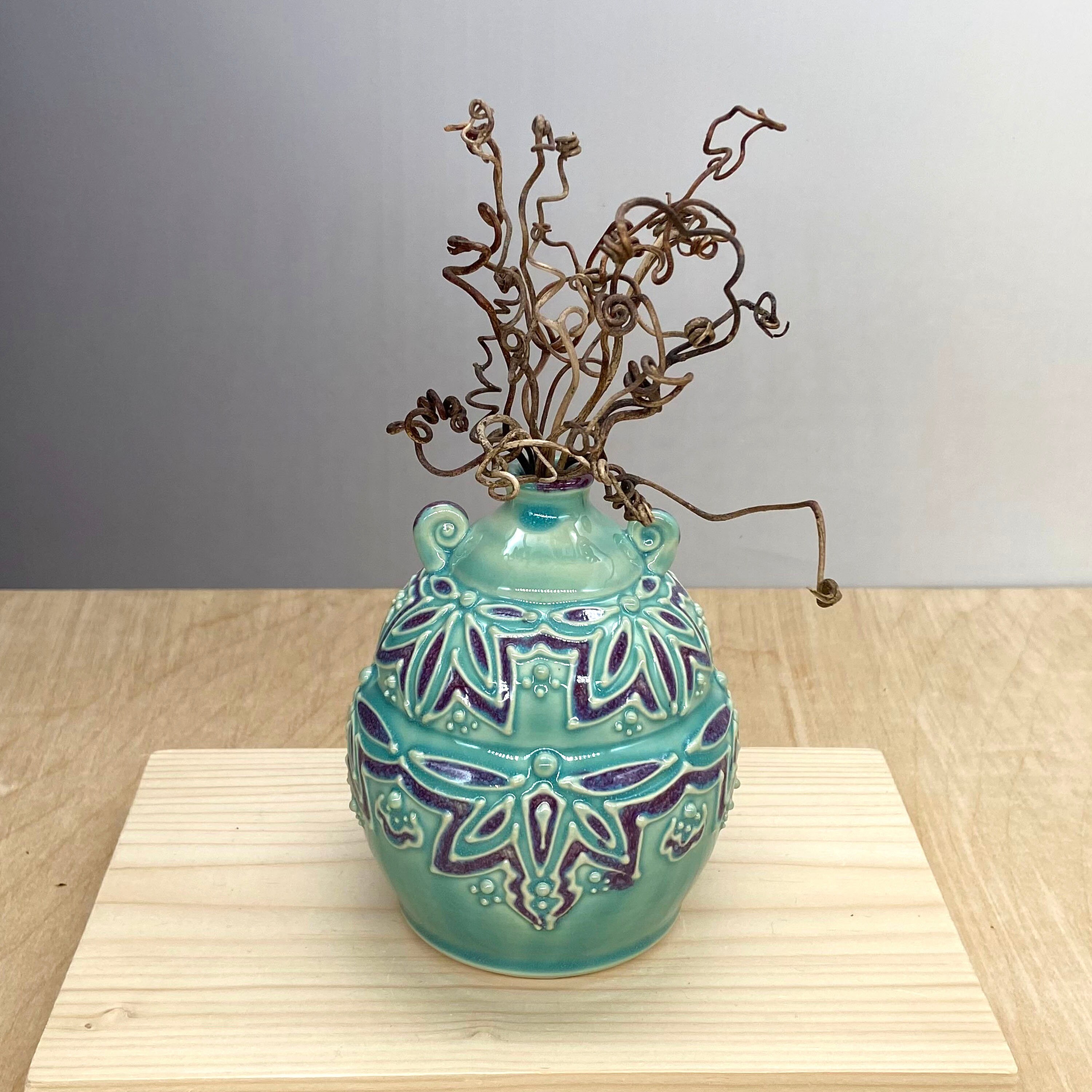 Ceramic Bud Vase \u2013 Small Accent Vase Art Nouveau \u2013 Slip ...