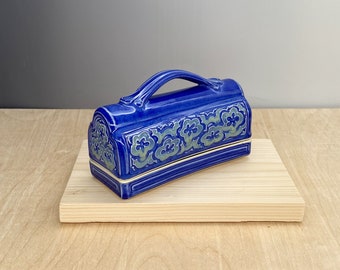 SALE PIECE* Handmade Ceramic Butter Dish - Ceramic Tableware - Art Nouveau - Slip Trailed Pottery
