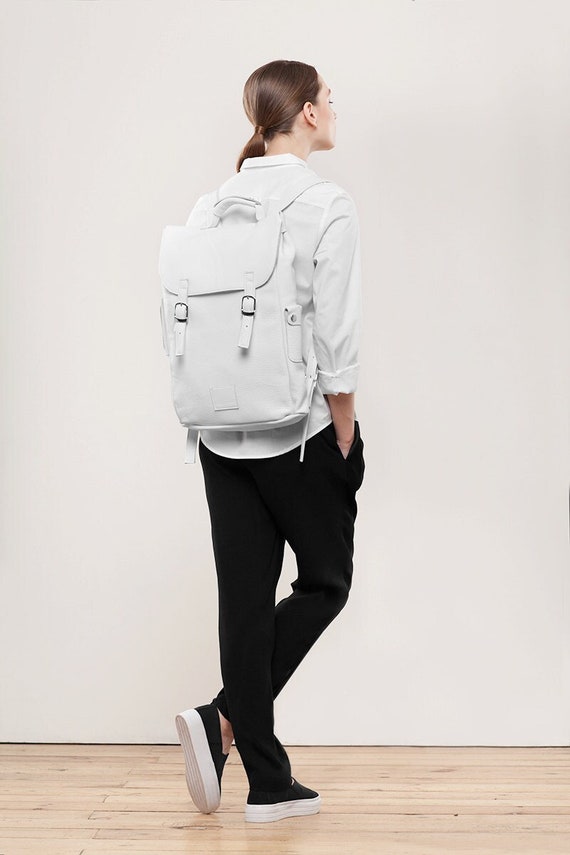 white leather rucksack