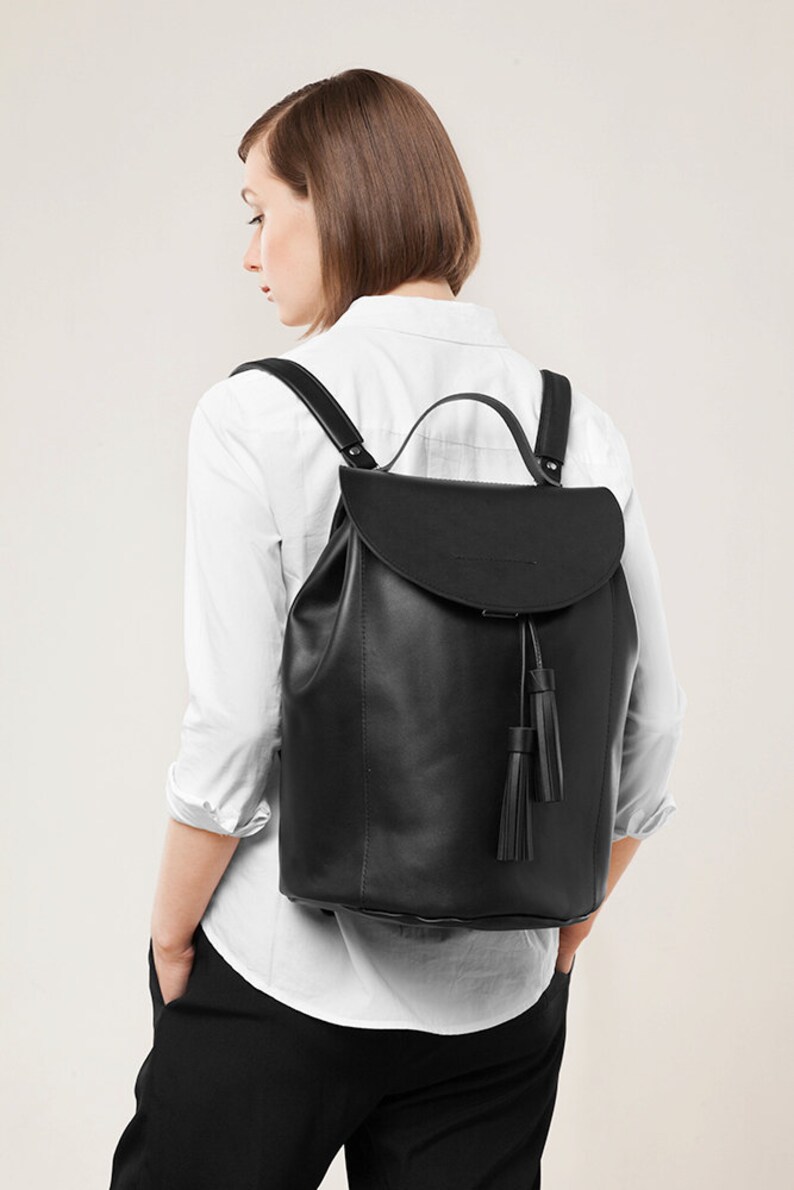 Mint green backpack drawstring with tassels / To order / Etsy