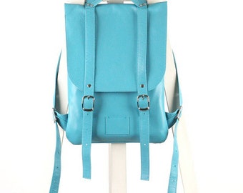 Turquoise leather backpack rucksack handmade/ In stock / Turquoise leather Backpack / Leather Backpack / Leather rucksack / Christmas Gift /