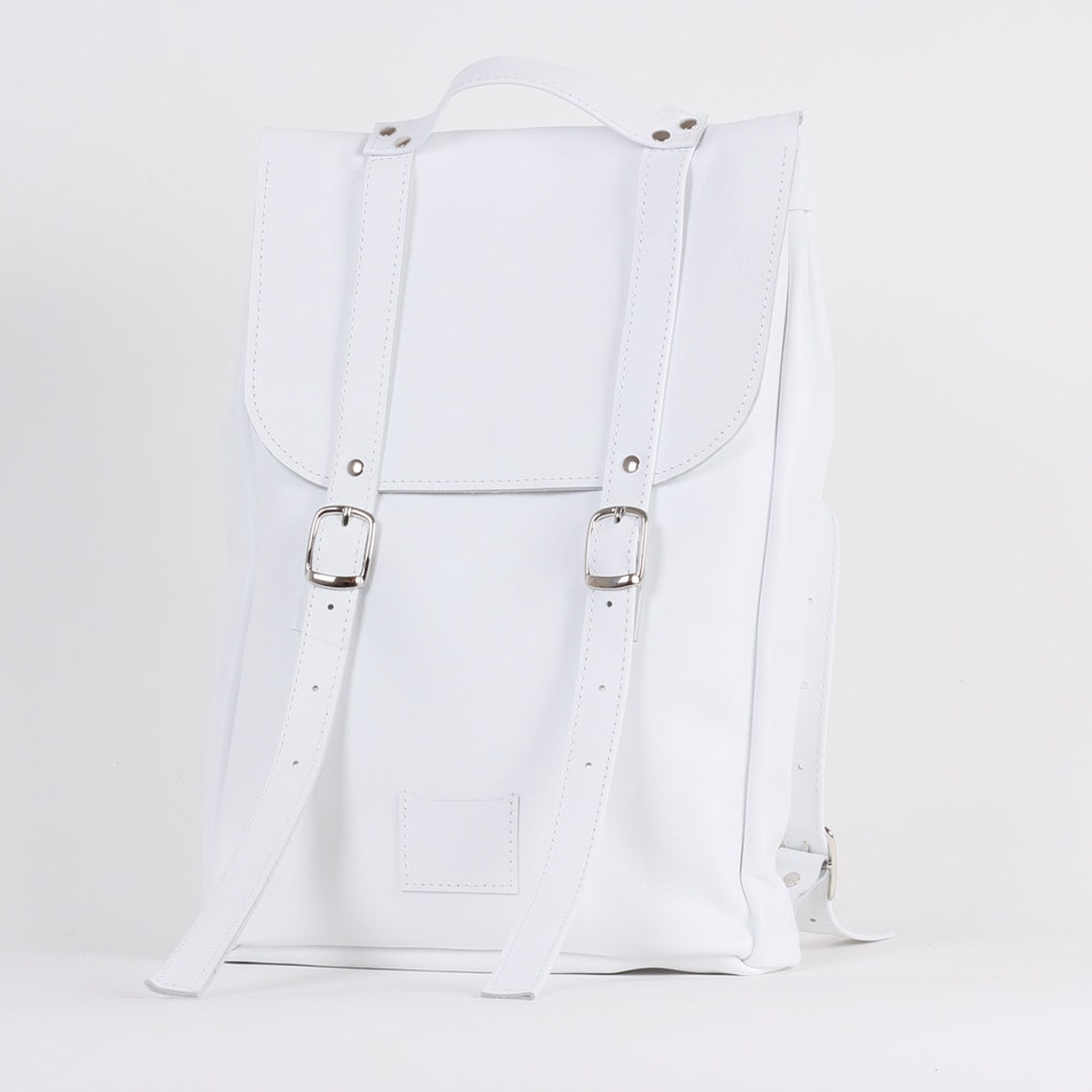 White Middle Size Leather Backpack Rucksack / to Order / White Etsy