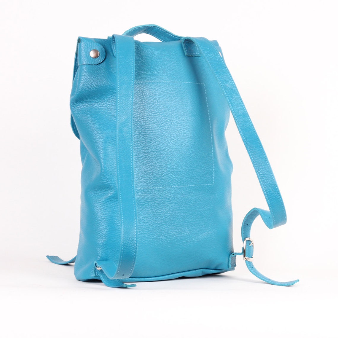 Turquoise Middle Size Leather Backpack Rucksack / in Stock / Etsy